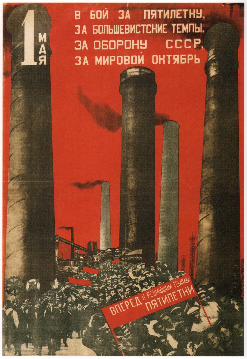První máj. Připojte se k bitvě o pětiletý plán, 1931 od Gustav Klutsis