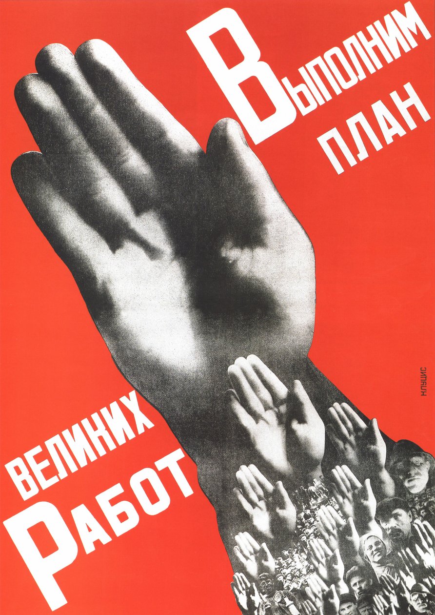 Plakát Dovolte nám splnit plán velkých projektů, 1930 od Gustav Klutsis