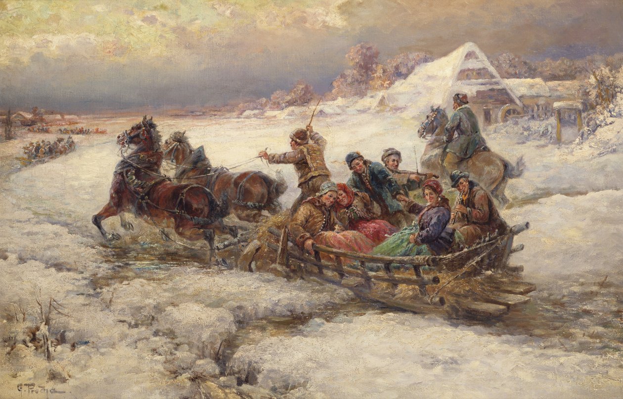 Trojka na sněhu od Gustav Prucha