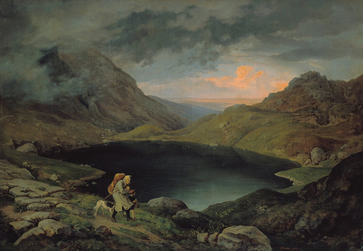 Jezero v Riesengebirge, 1839 od Gustav Karl Ludwig Richter