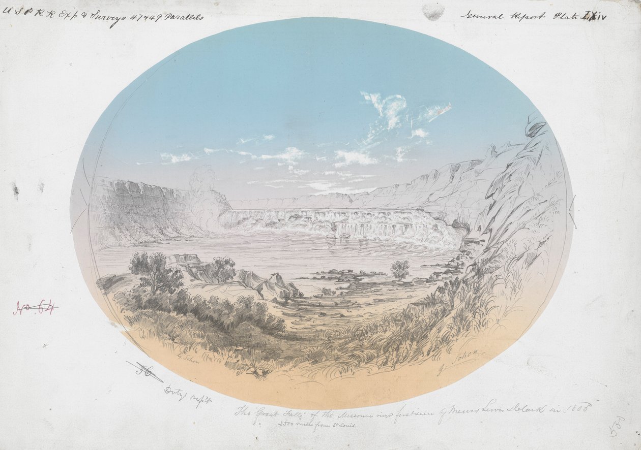 Velké vodopády na řece Missouri od Gustav Sohon