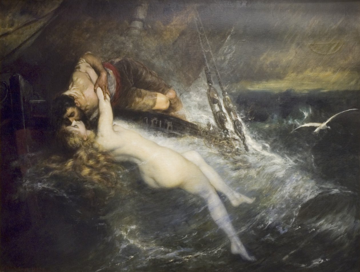 The Kiss Of The Siren (olej na plátně) od Gustav Wertheimer
