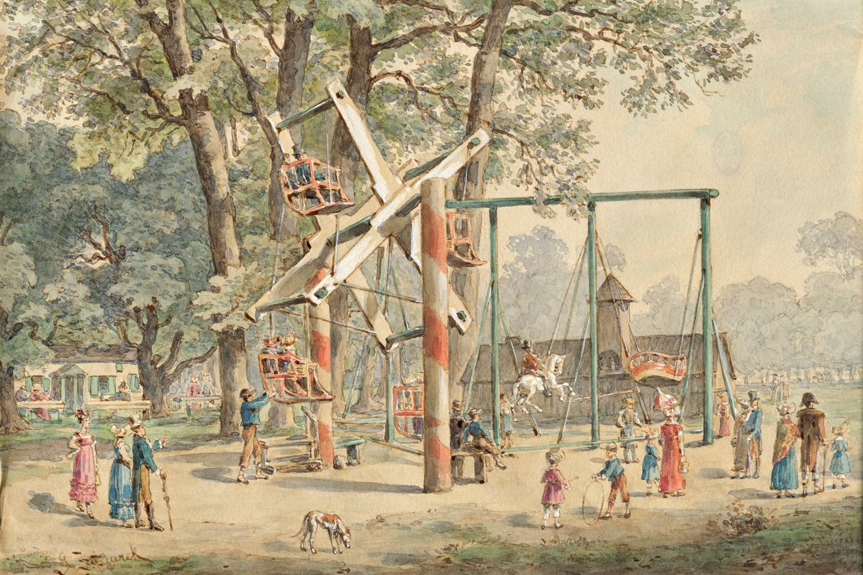 Naviják a houpačka ve Wurstelprater ve Vídni od Gustav Zafaurek