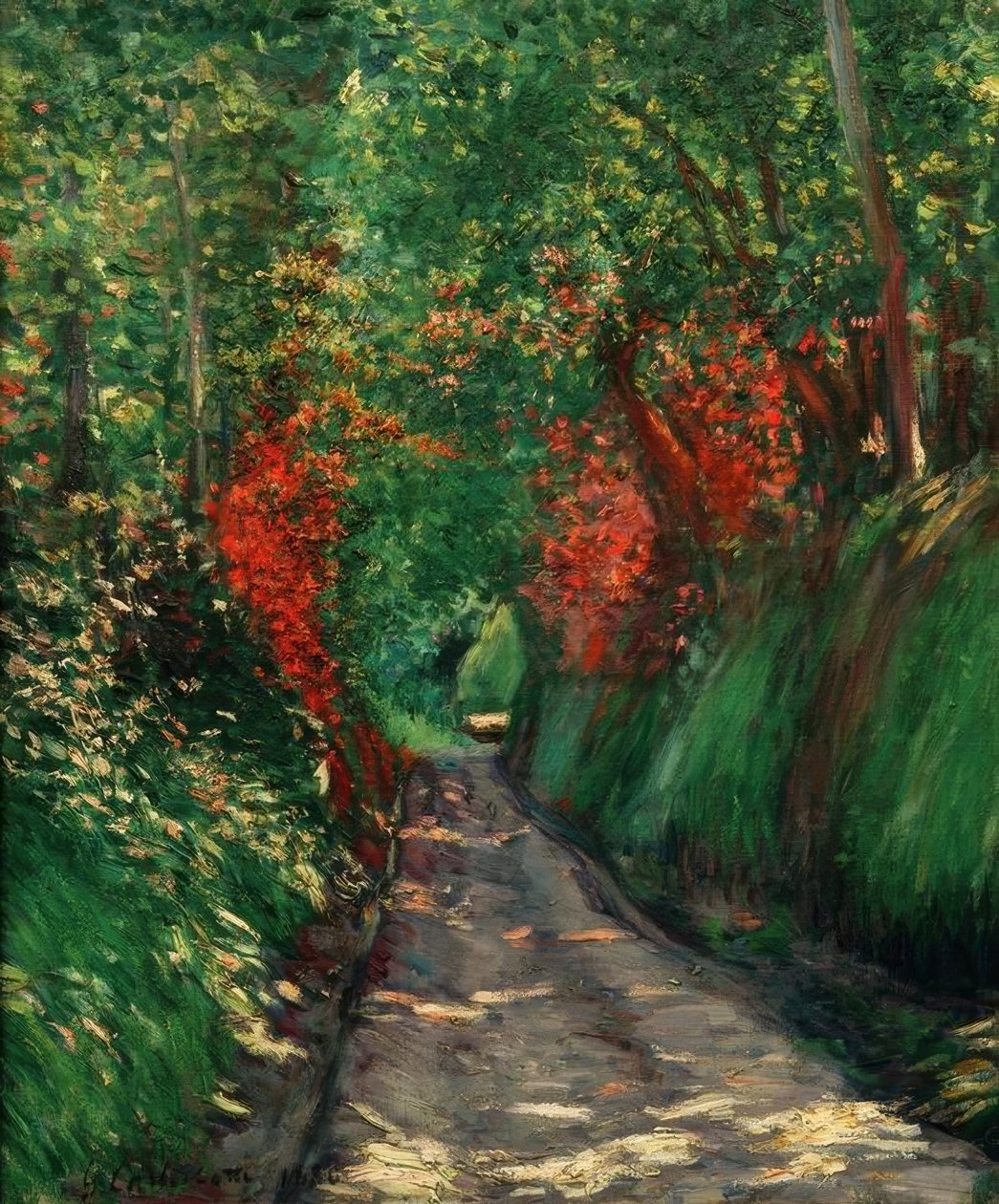 Alej v lese od Gustave Caillebotte