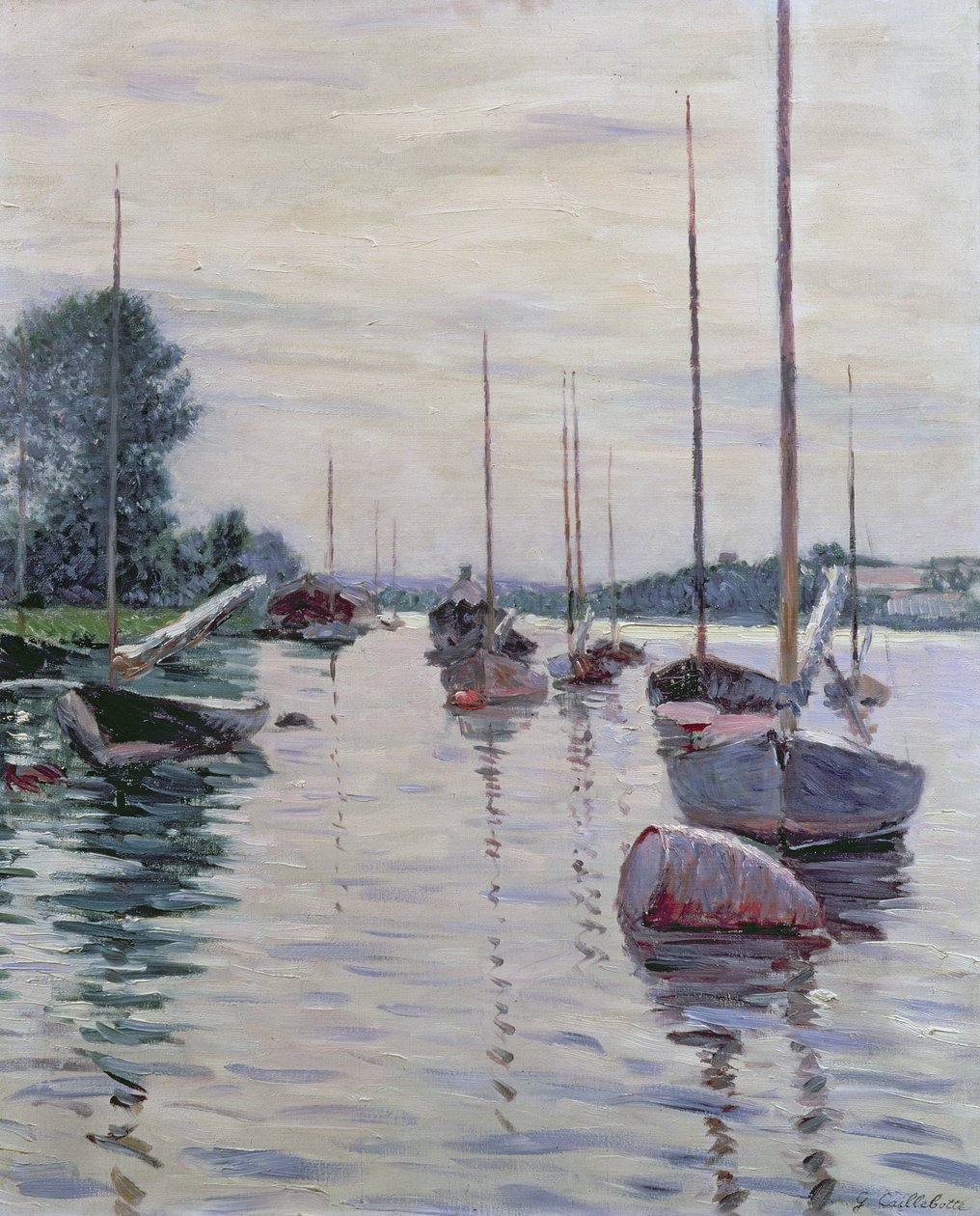 Lodě zakotvené na Seině od Gustave Caillebotte