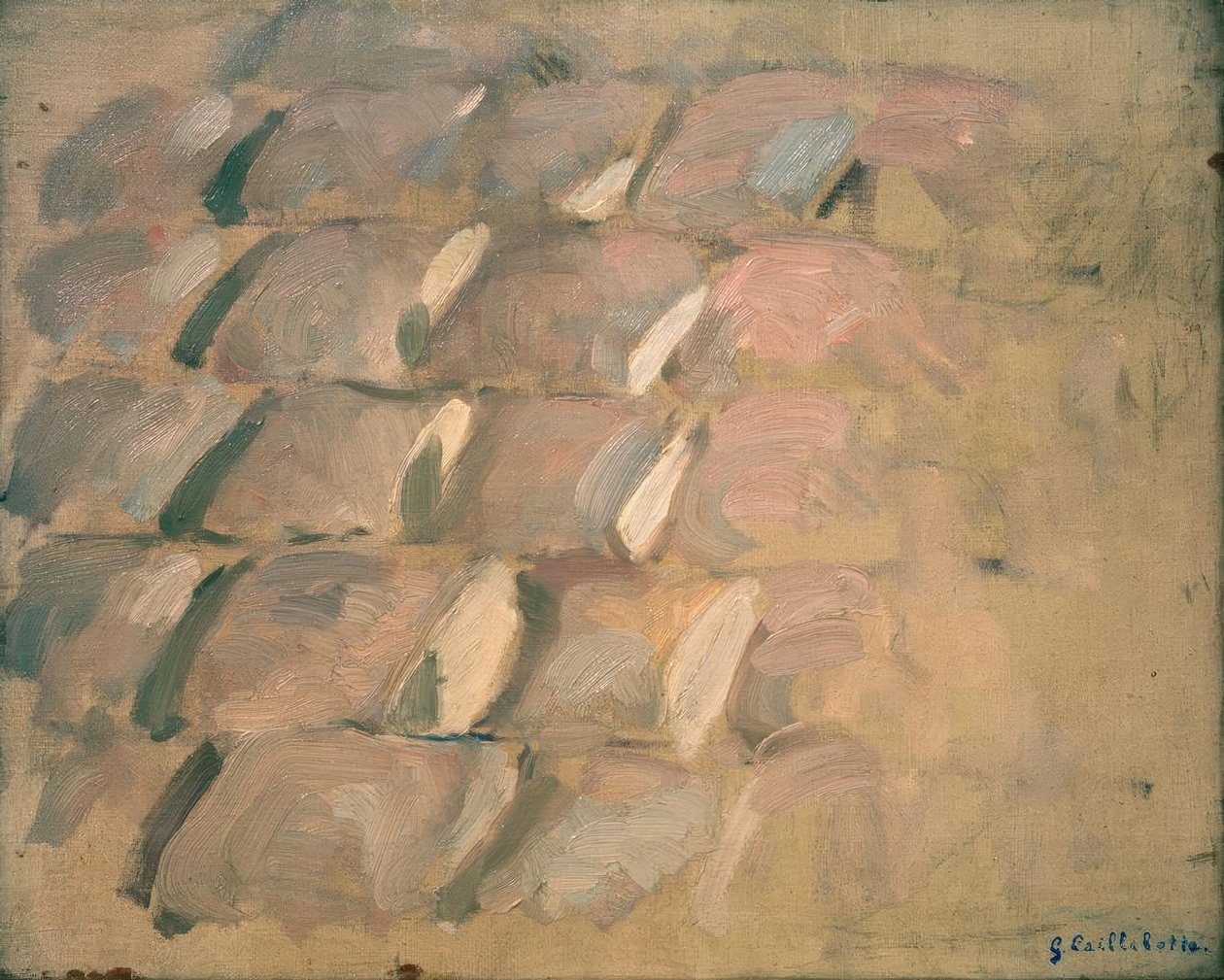Studie na Rue de Paris, deštivé počasí: dlažební kostky od Gustave Caillebotte