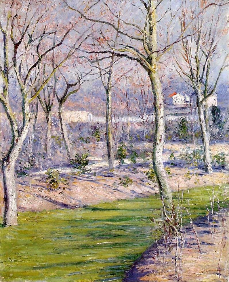 Zahrada Petit Gennevilliers v zimě od Gustave Caillebotte