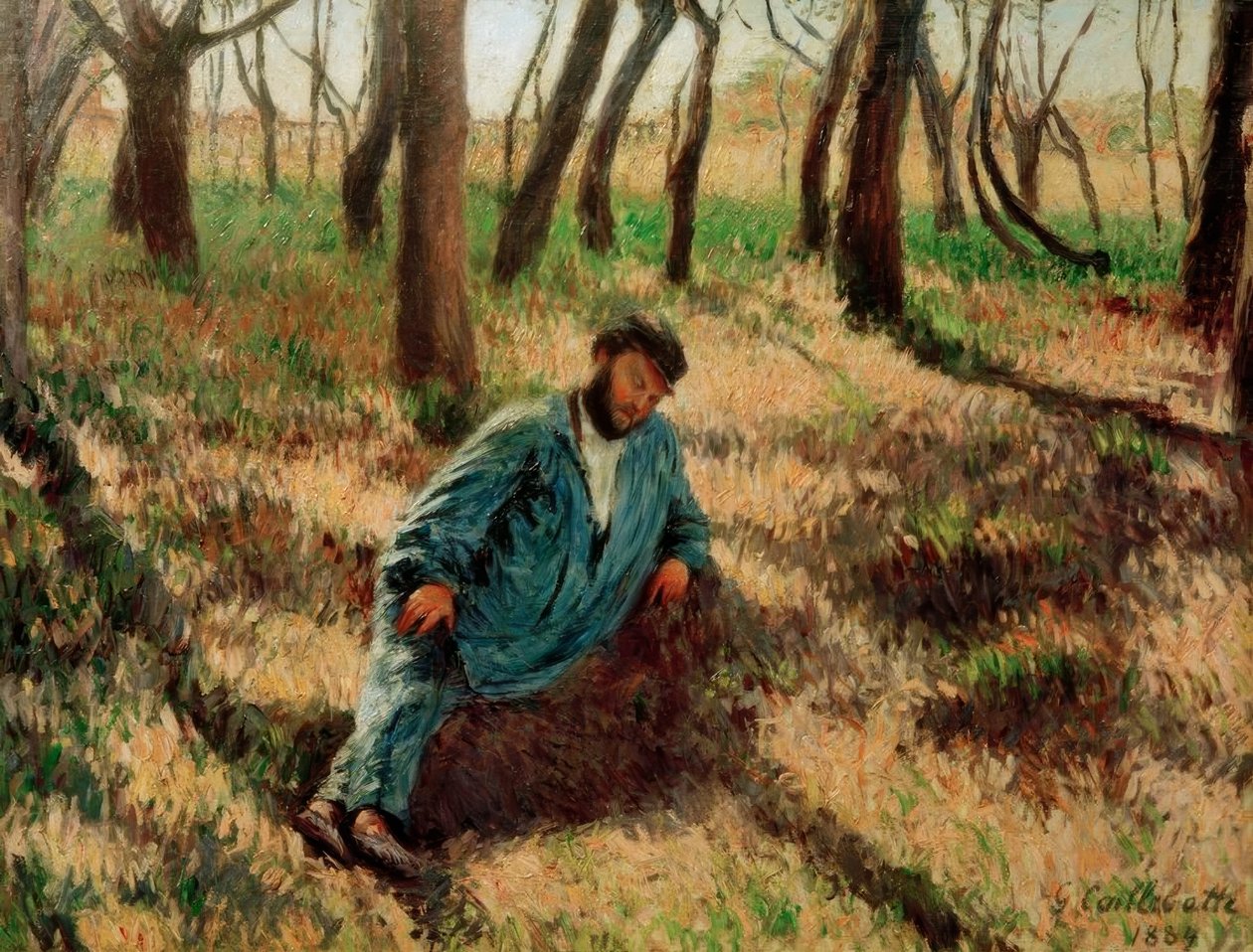 Otec Magloire ležící v lese od Gustave Caillebotte