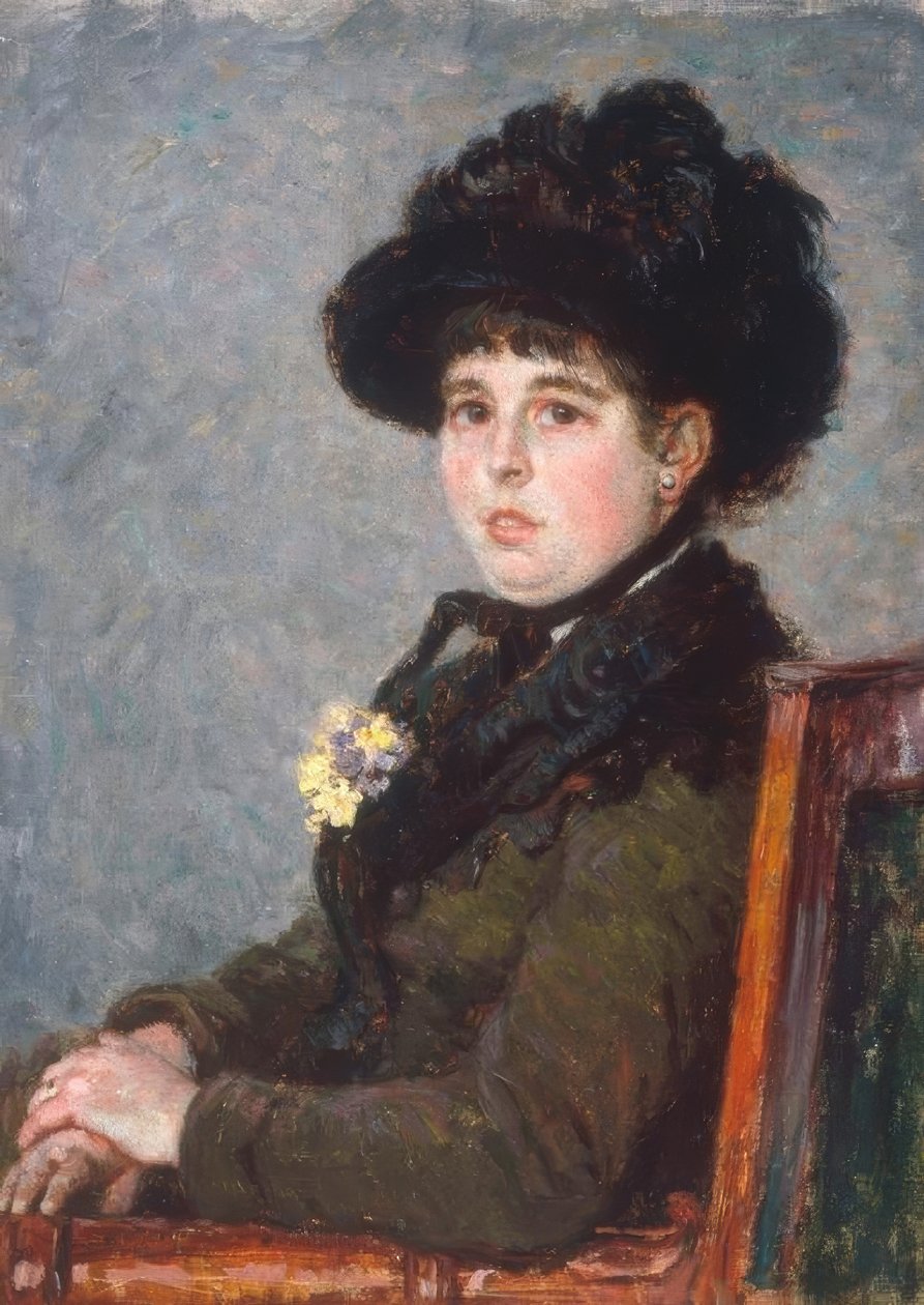 Portrét ženy v opeřeném klobouku od Gustave Caillebotte