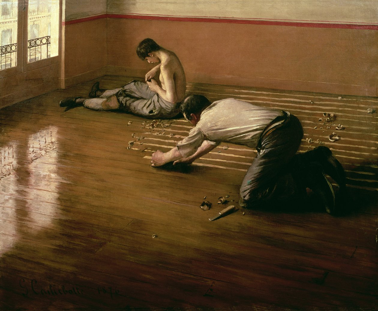 The Parquet Planers, 1876 (malá verze) od Gustave Caillebotte