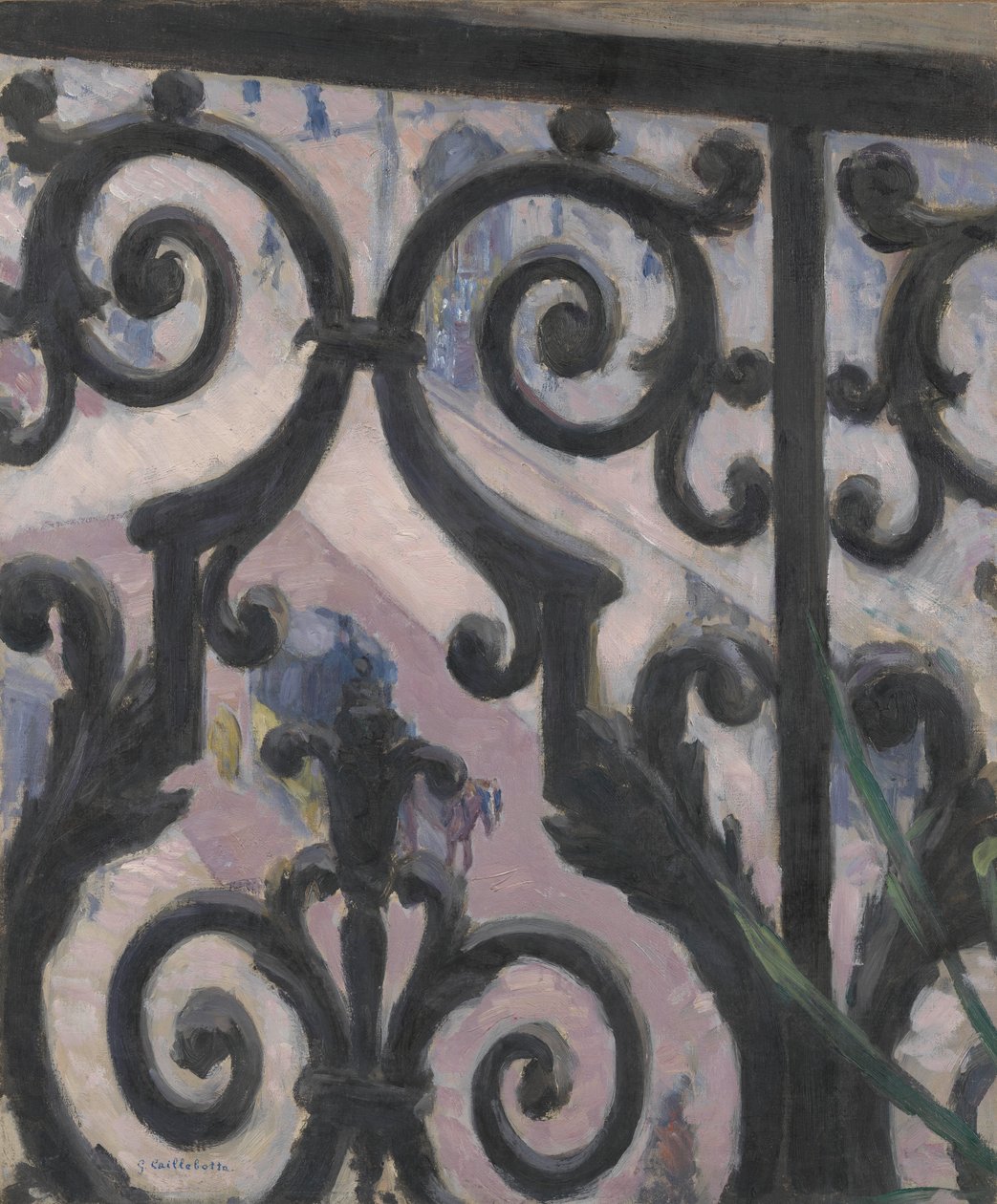 Pohled viděný přes balkon od Gustave Caillebotte