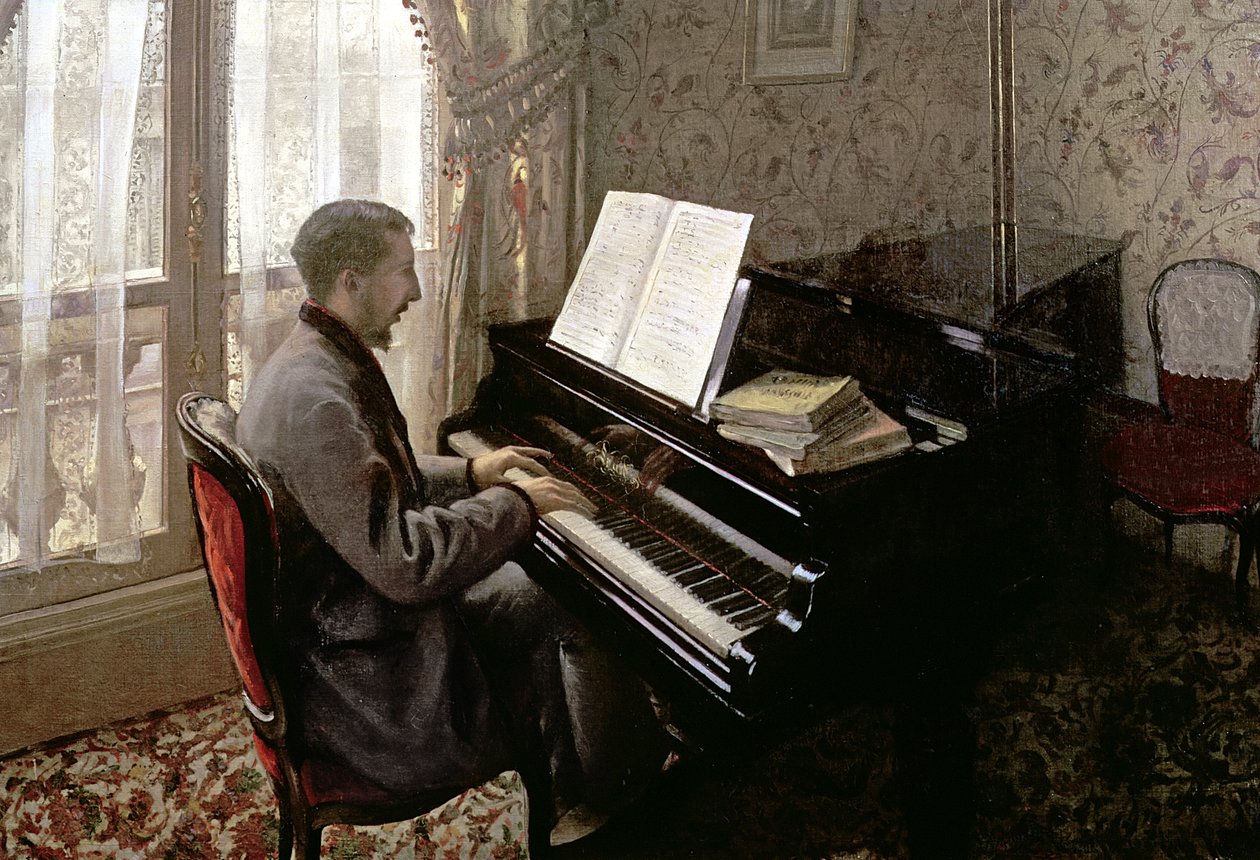 Mladý muž hrající na klavír, 1876 od Gustave Caillebotte