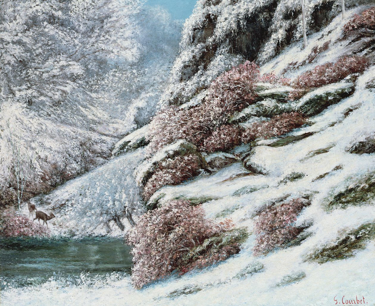 Jelen v zasněžené krajině, 1867 od Gustave Courbet