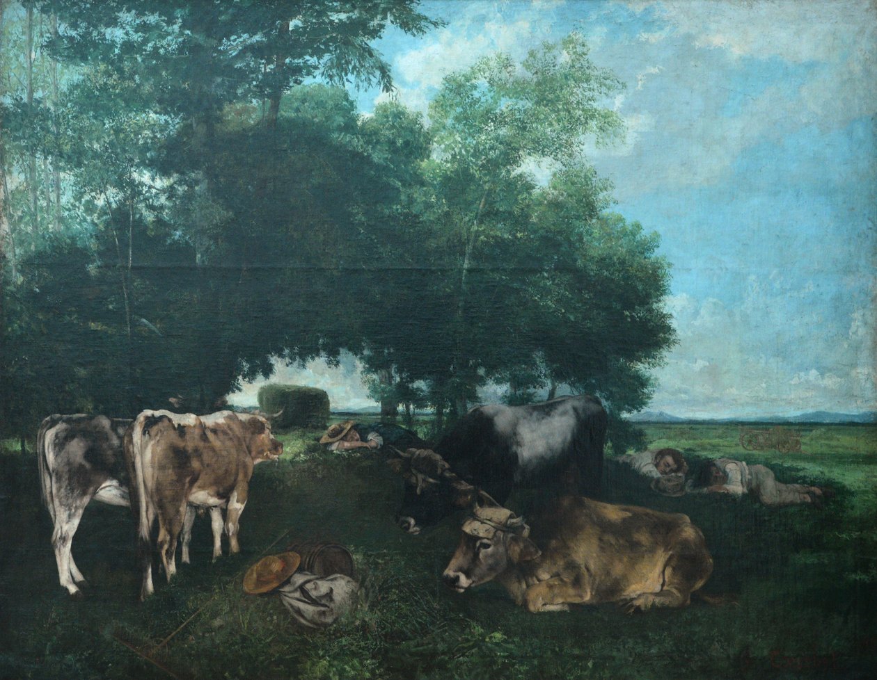 Siesta v sezóně sena od Gustave Courbet