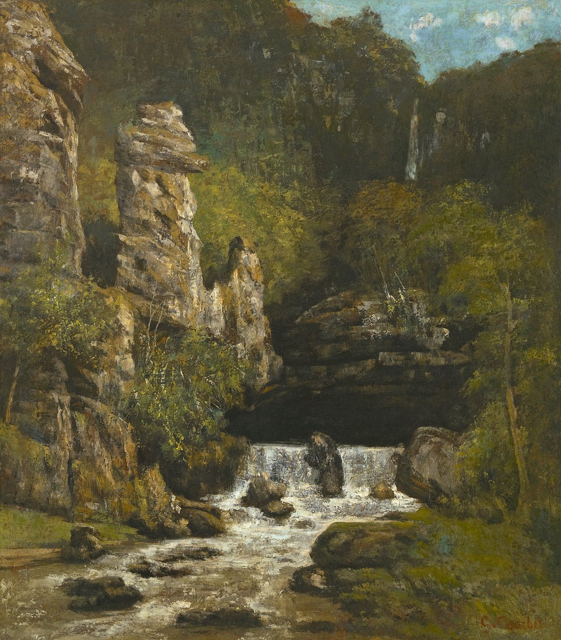 Krajina s vodopádem, c.1865 od Gustave Courbet