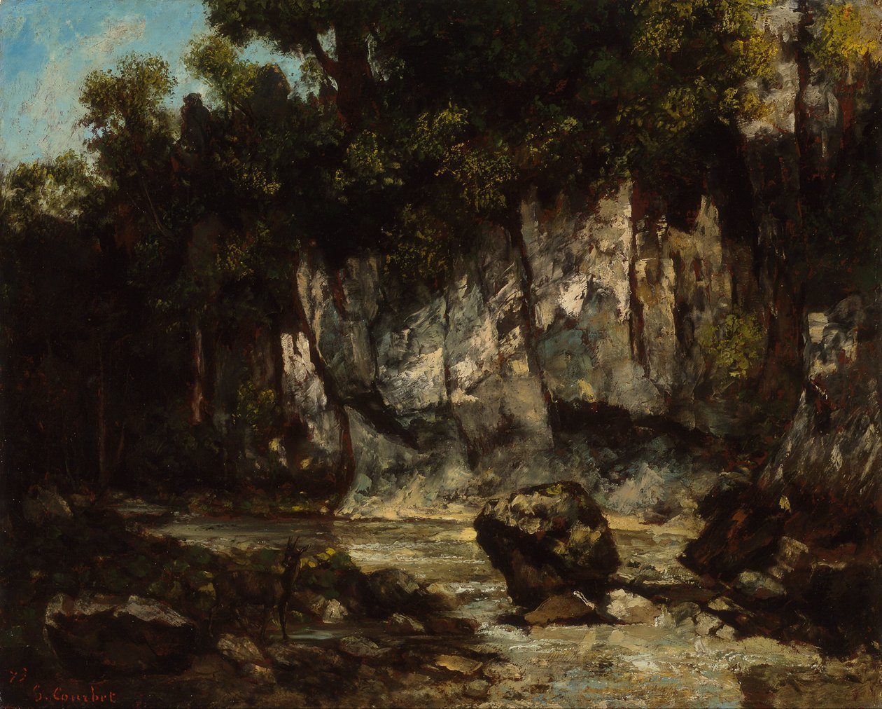 Krajina se jelenem od Gustave Courbet