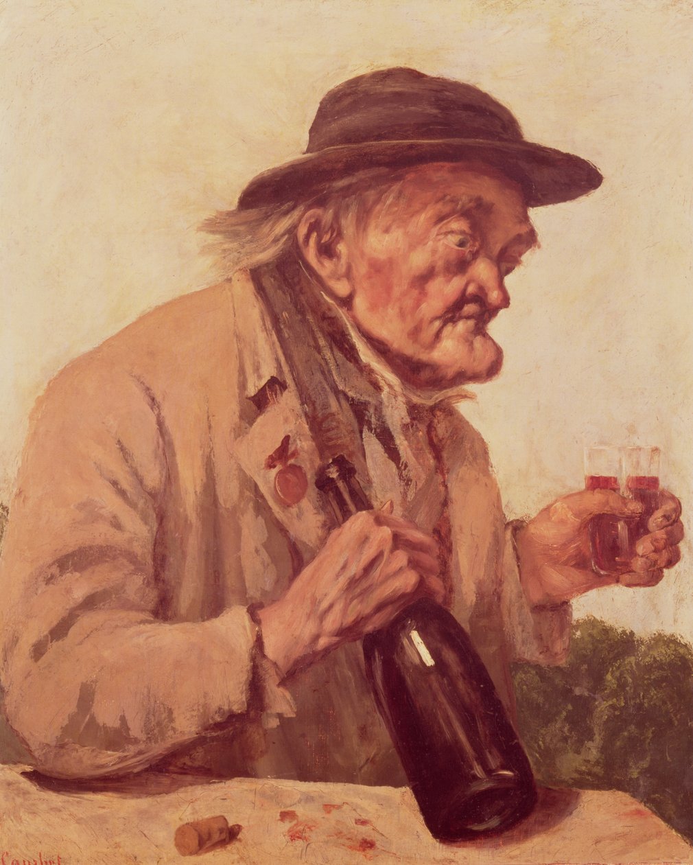 Starý muž se sklenkou vína od Gustave Courbet