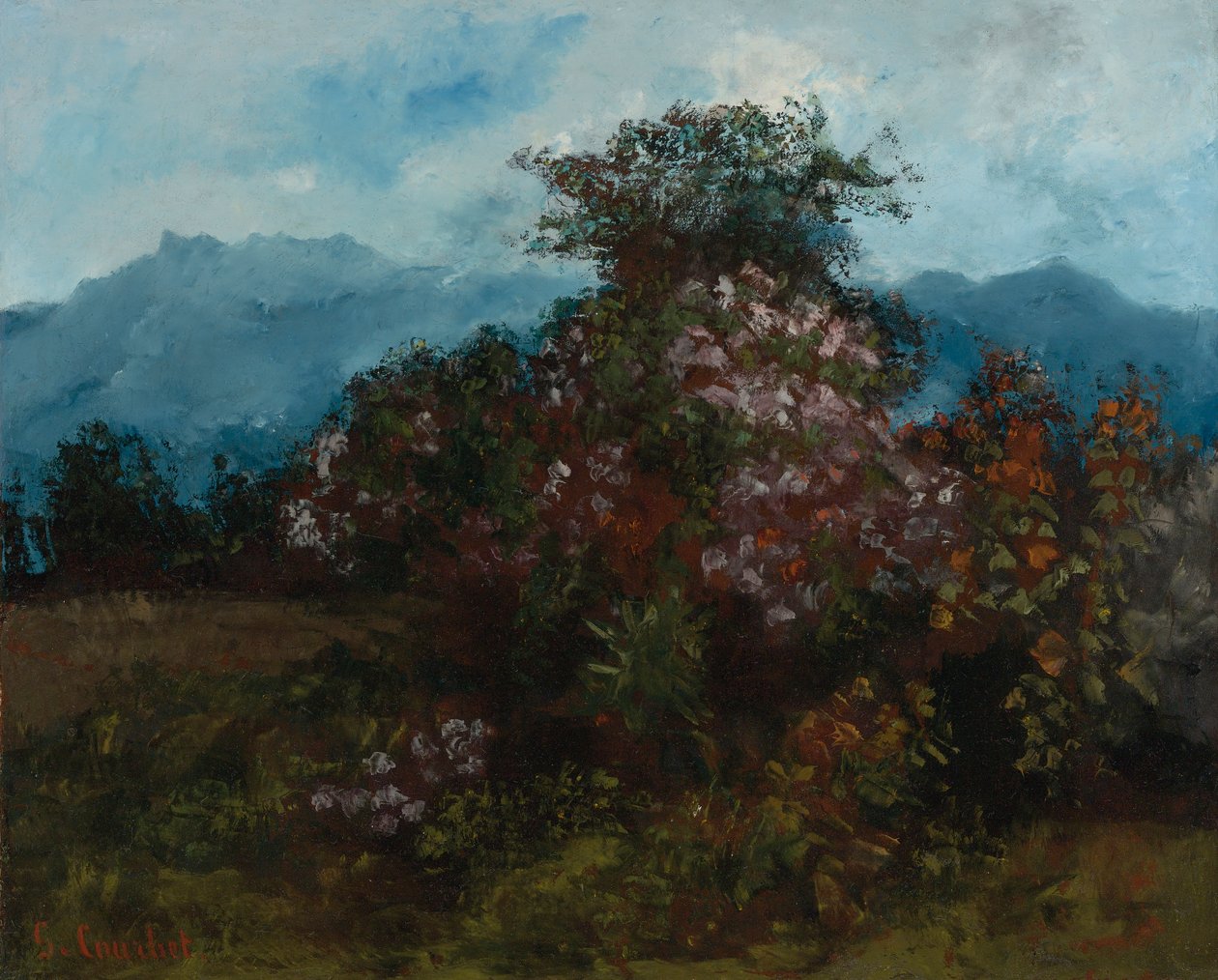 Krajina s květinovým masivem od Gustave Courbet