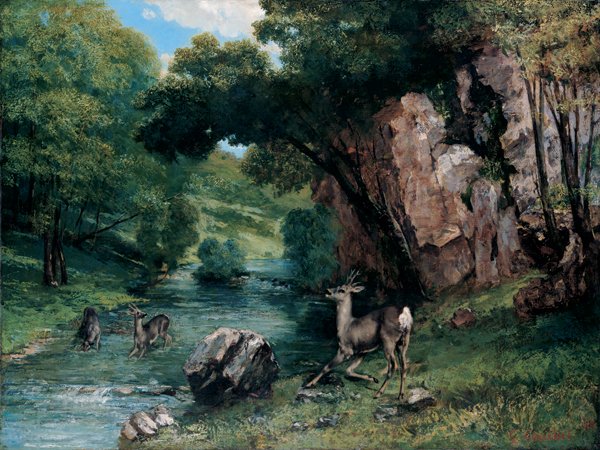 Roe Deer at a Stream od Gustave Courbet
