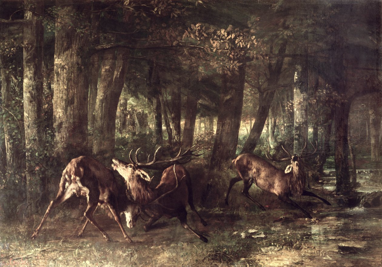 Jaro, Boj jelenů, 1861 od Gustave Courbet