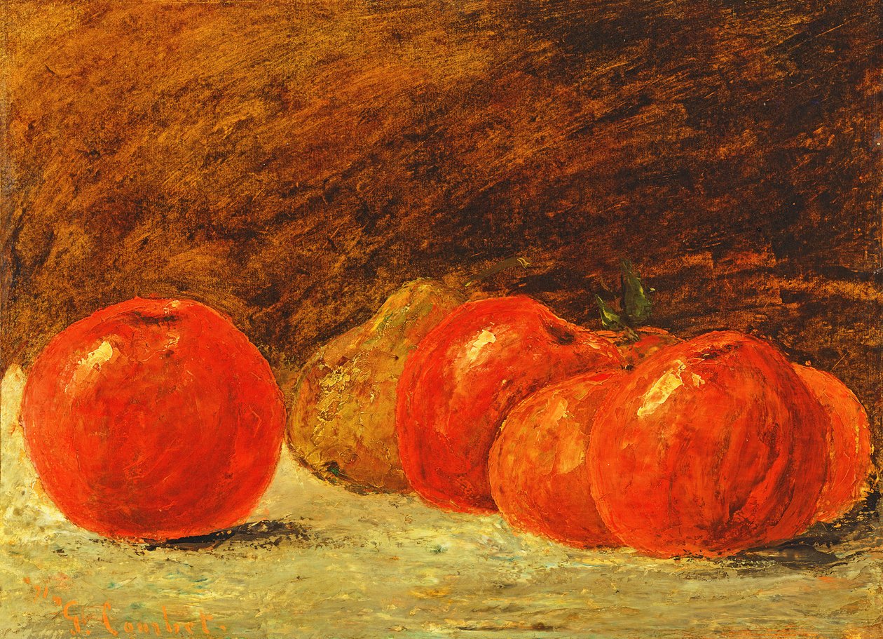 Zátiší s jablky (olej na papíře položený na plátně) od Gustave Courbet