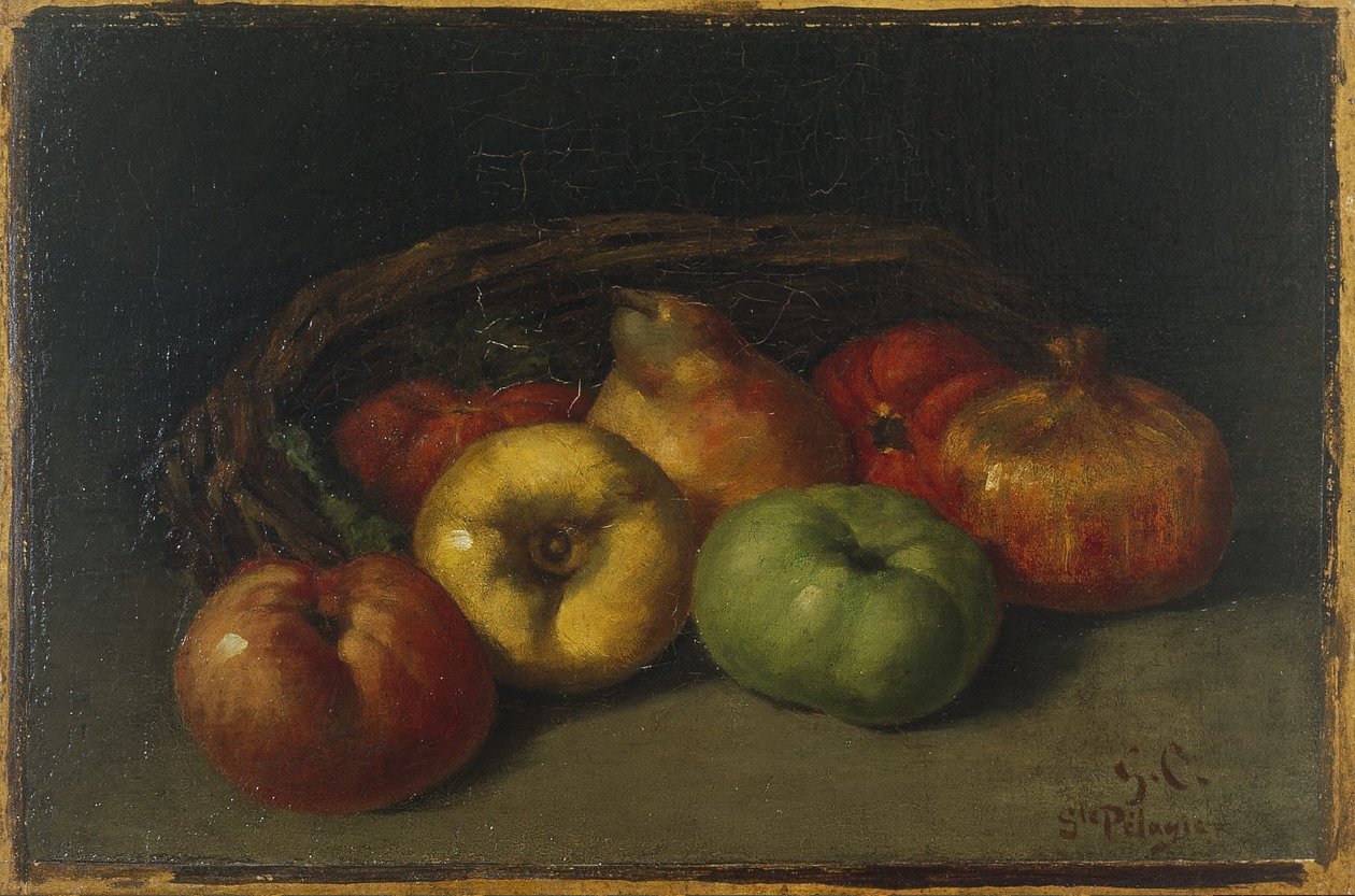 Zátiší s jablky, hruškou a granátovým jablkem od Gustave Courbet