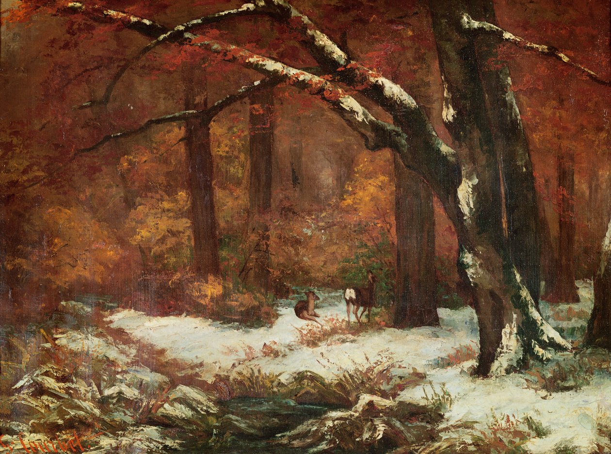 Jelen na ústupu od Gustave Courbet