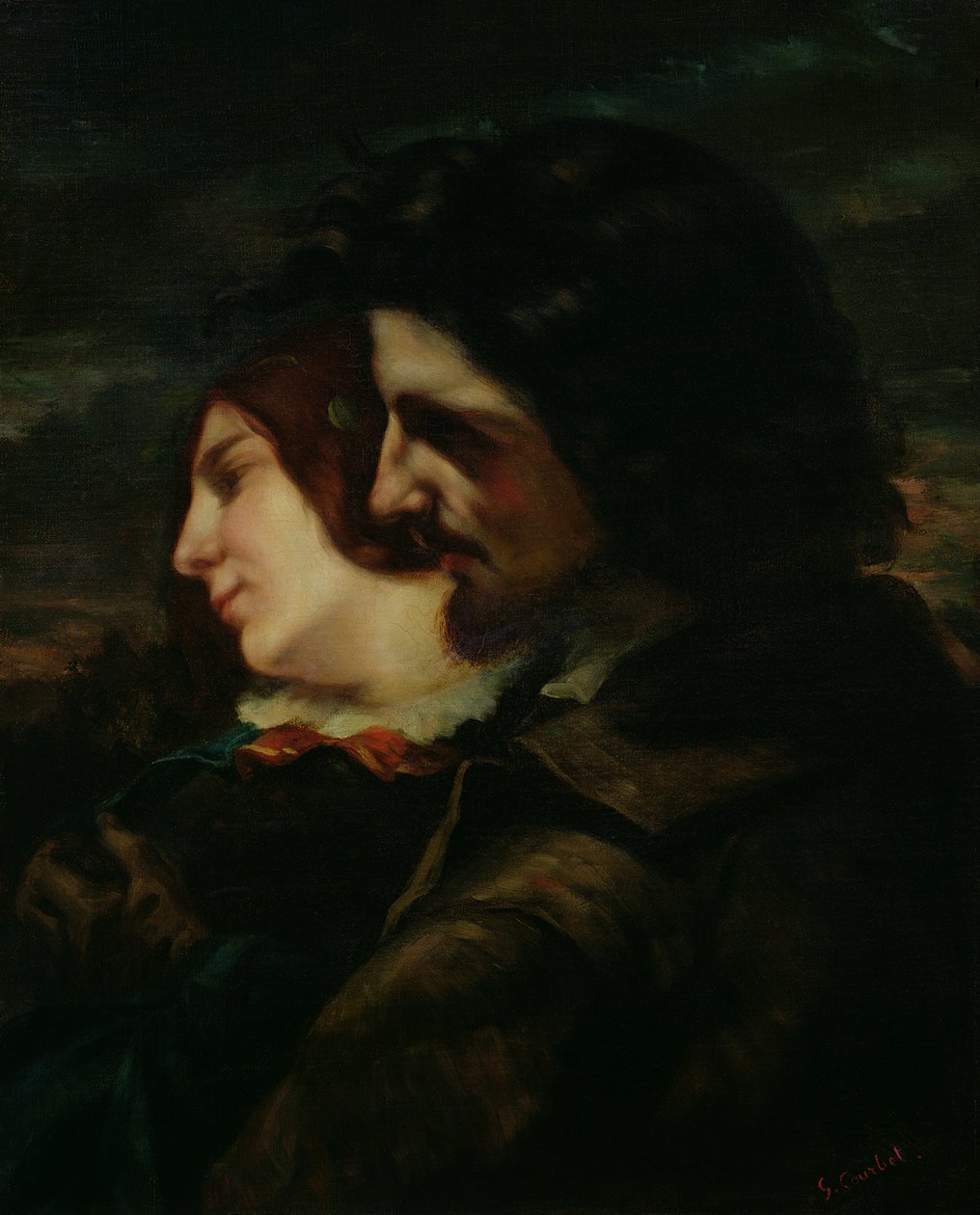 Milenci na venkově, po roce 1844 od Gustave Courbet