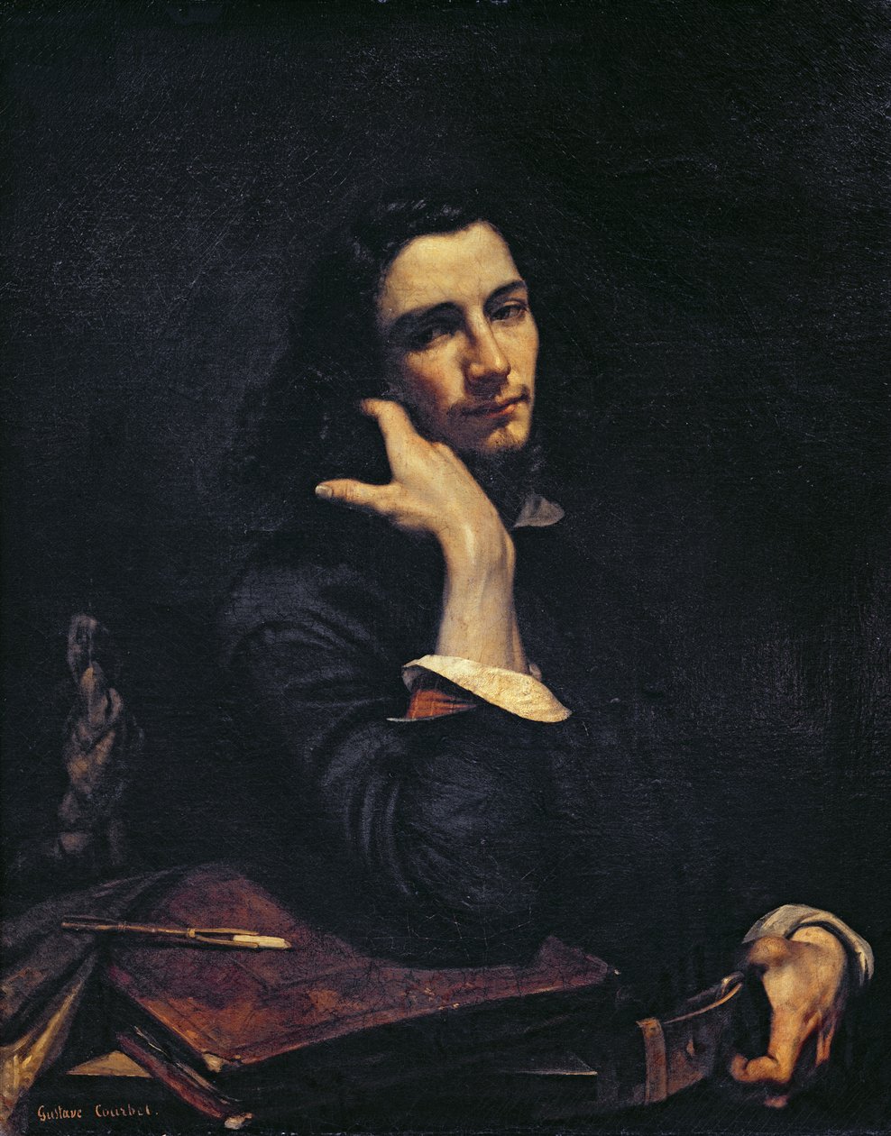 Muž s koženým páskem. Portrét umělce, c.1846 od Gustave Courbet