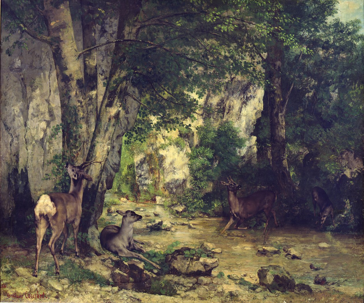 Návrat jelena k potoku v Plaisir-Fontaine, 1866 od Gustave Courbet