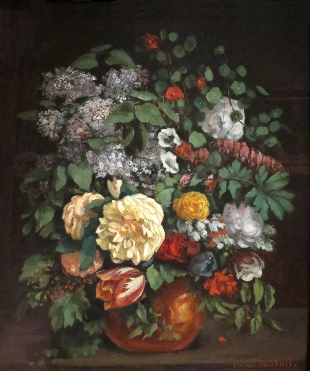 Váza šeříků, růží a tulipánů od Gustave Courbet