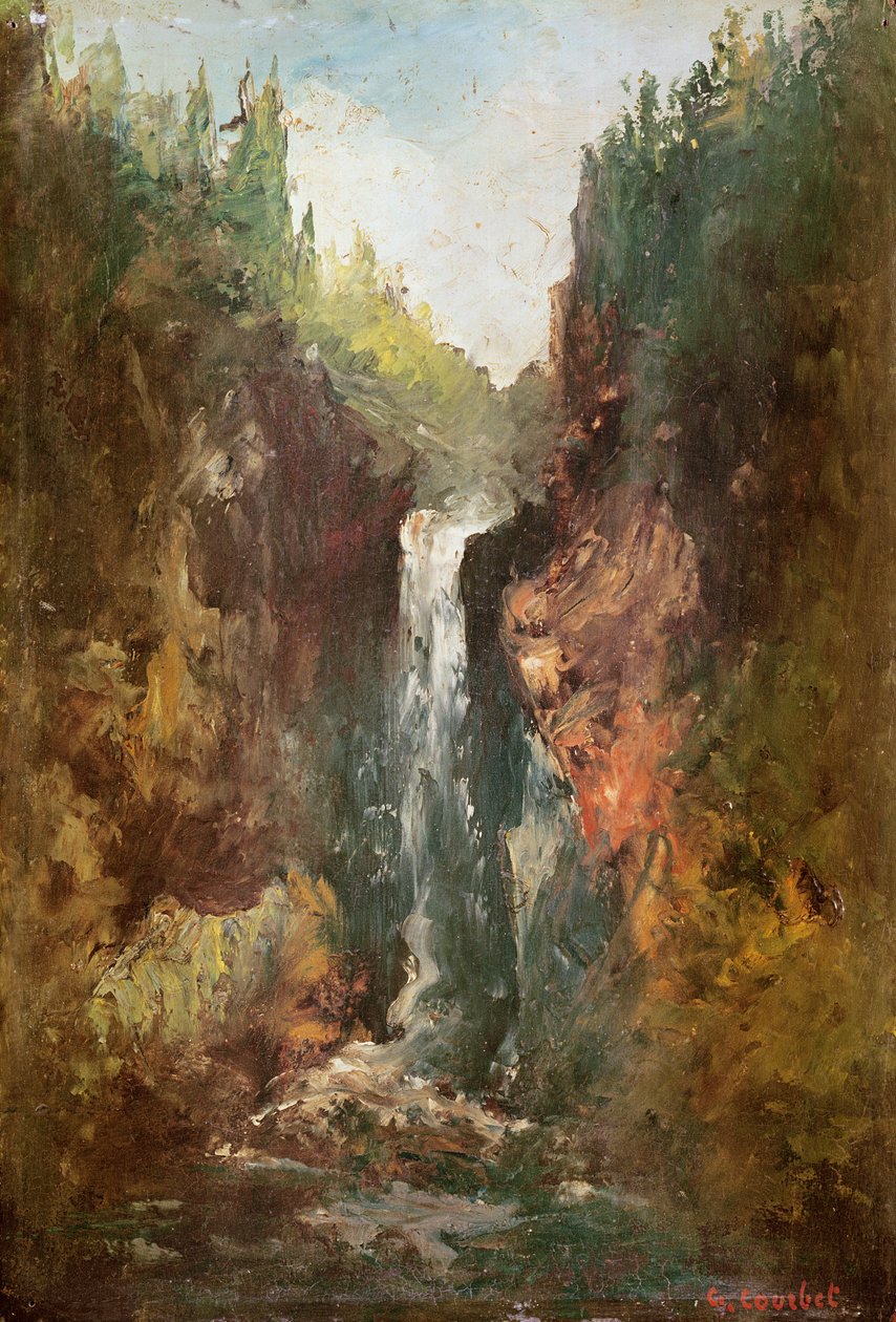 Vodopád (také známý jako La Chute de Conches), 1873 (olej na dřevě) od Gustave Courbet