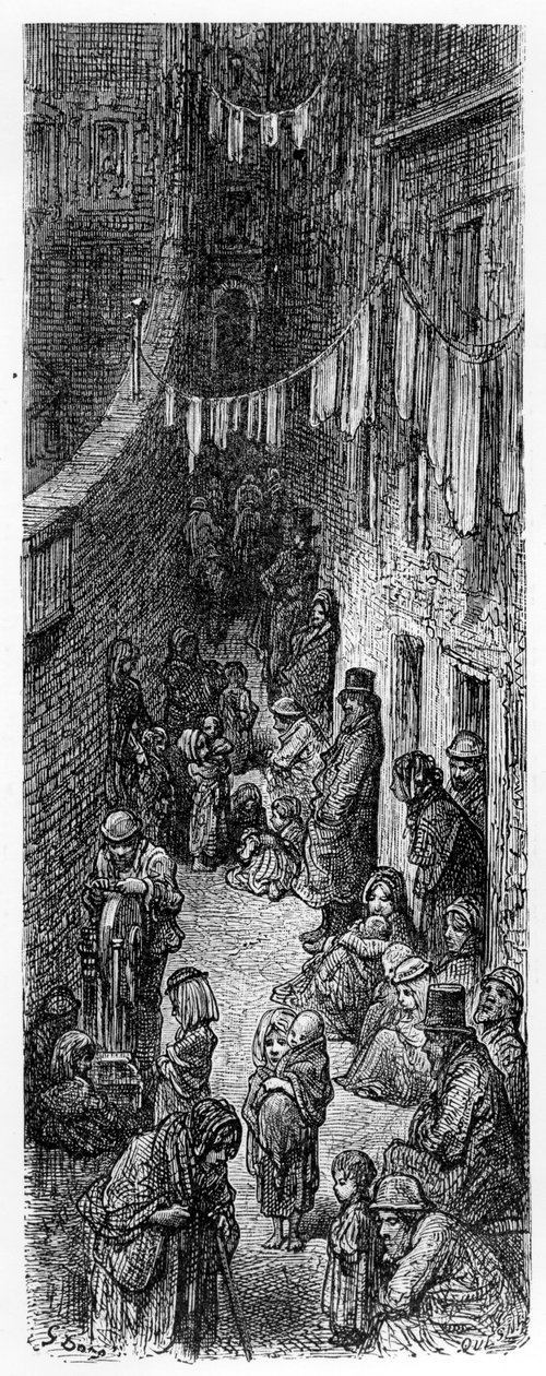 Ulice ve Whitechapel, z „Londýna, pouť“ od Williama Blancharda Jerrolda, 1872 od Gustave Dore