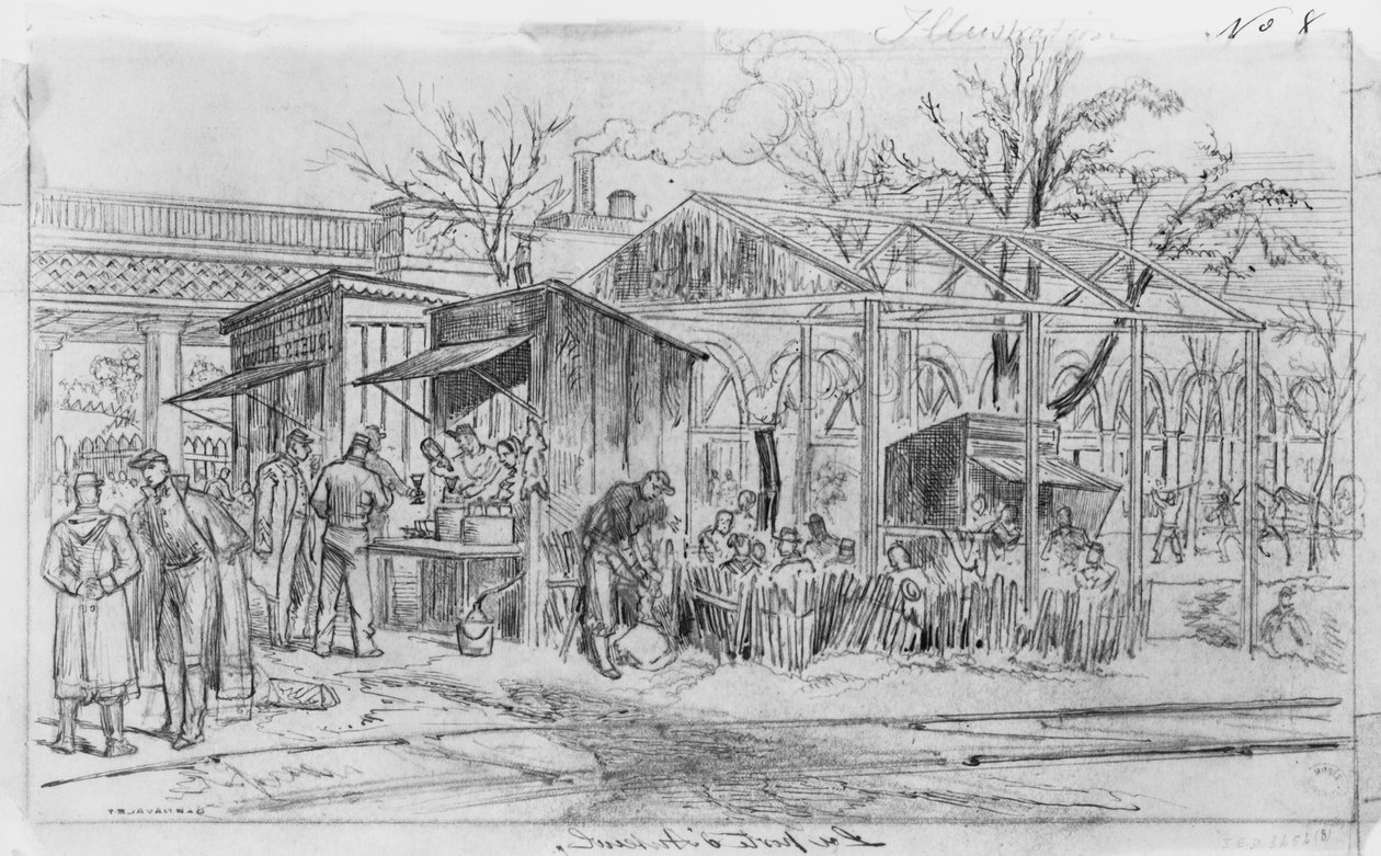 Album Obležení Paříže, Brána Auteuil (pero a hnědý inkoust a tužka na papíře) od Gustave Dore