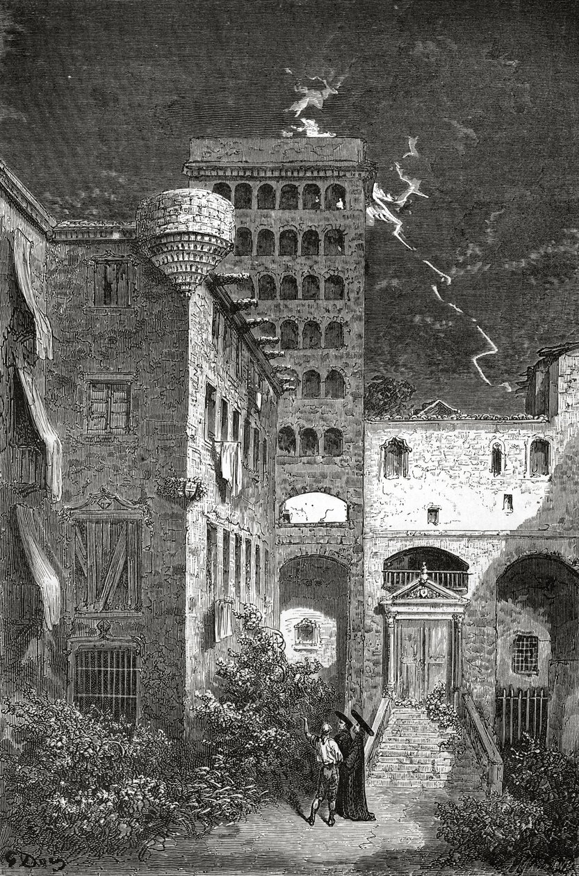 Barcelona inkviziční věznice, ilustrace z časopisu „Le Tour du Monde“, 1862 od Gustave Dore