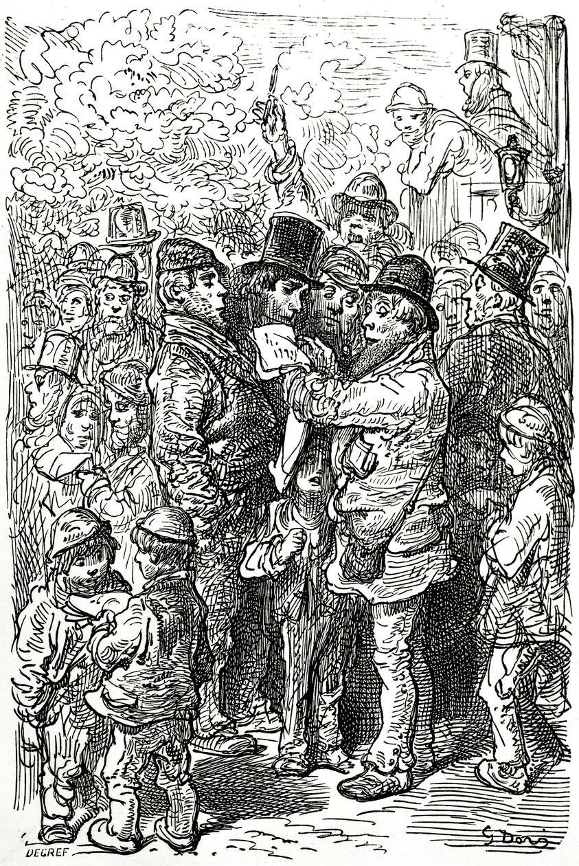 Sázení na boxerský zápas mimo ring v Londýně, 1872 od Gustave Dore