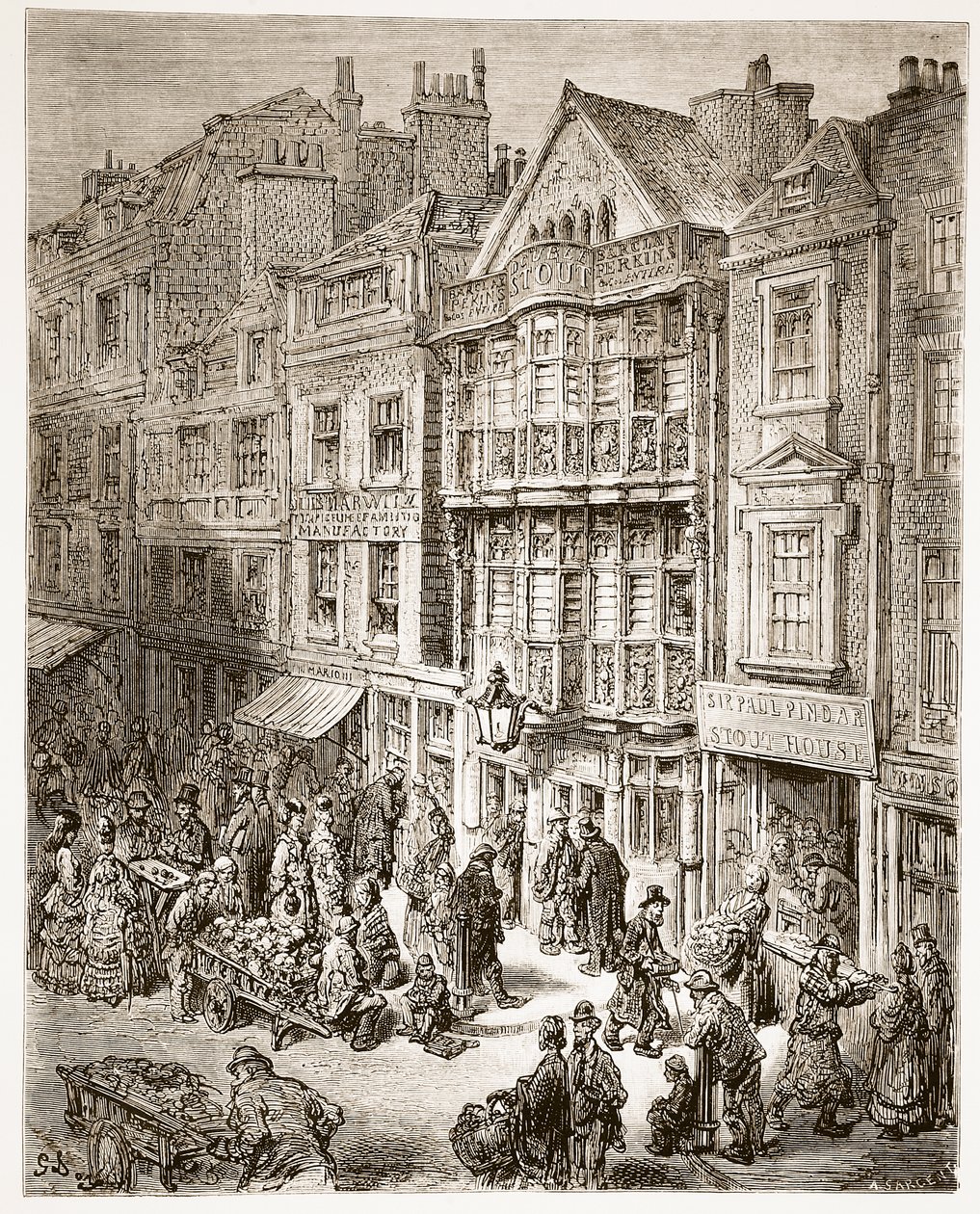 Bishopsgate Street, z „London, a Pilgrimage“, napsal William Blanchard Jerrold (1826-94) a vyryl A. Sargent, hospoda. 1872 od Gustave Dore