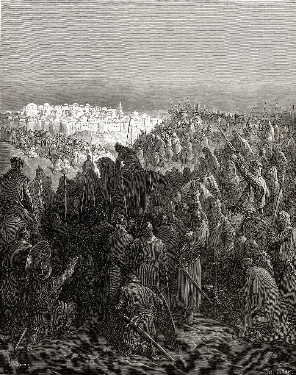 Nadšení křižáků v Konstantinopoli v roce 1204, ilustrace z 