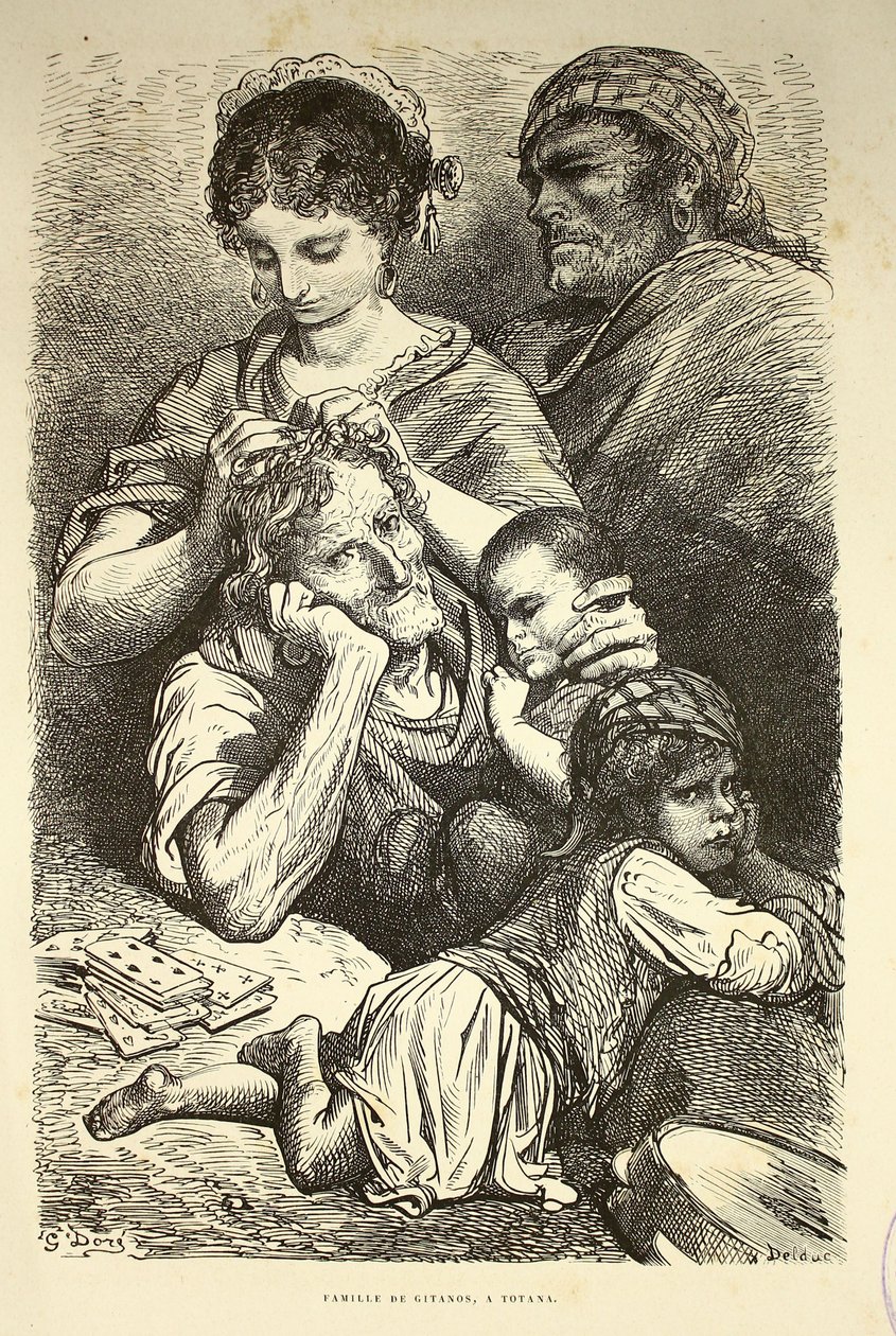 Cikánská rodina, do Totany od Gustave Dore