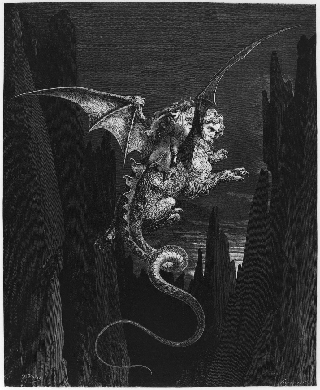 Ilustrace z „Božské komedie“ (Inferno) od Dante Alighieriho (1265-1321) Paříž, vydáno 1885 od Gustave Dore