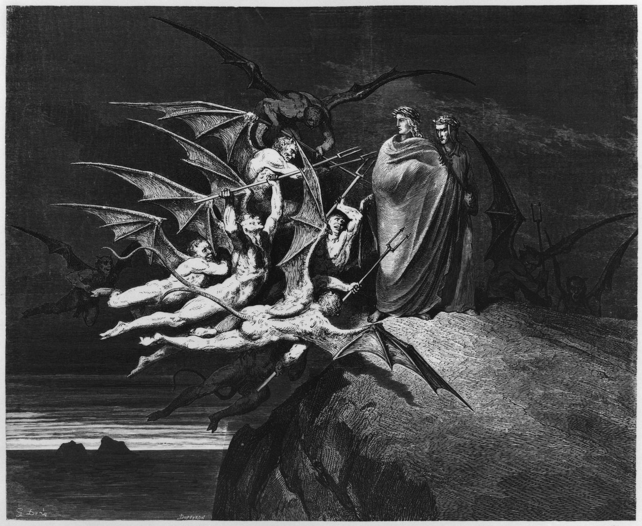 Ilustrace z „Božské komedie“ (Inferno) od Dante Alighieriho (1265-1321) Paříž, vydáno 1885 od Gustave Dore