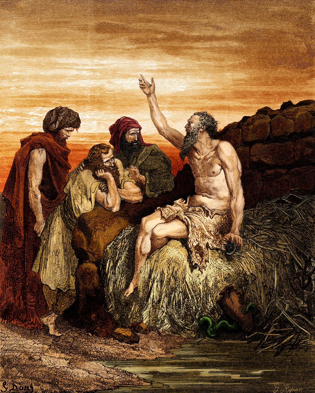 Job a jeho přátelé, rytina Doré. - Bible od Gustave Dore