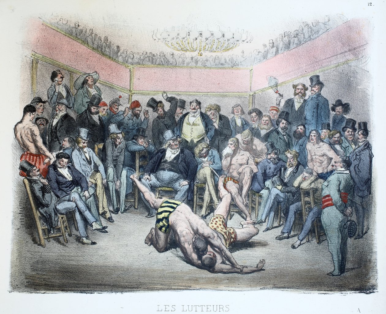 Les Lutteurs, The different audiences of Paris, pl. 12, 1854 od Gustave Dore