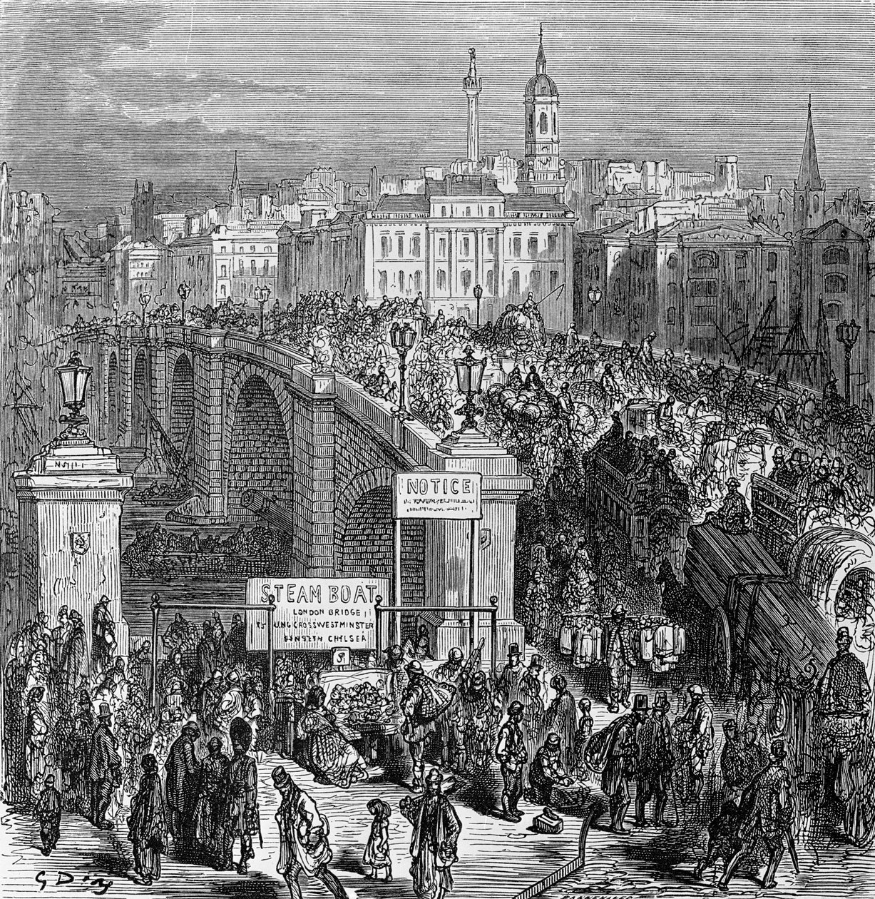Londýnský most, rytina Stephane Pannemaker, 1875 od Gustave Dore