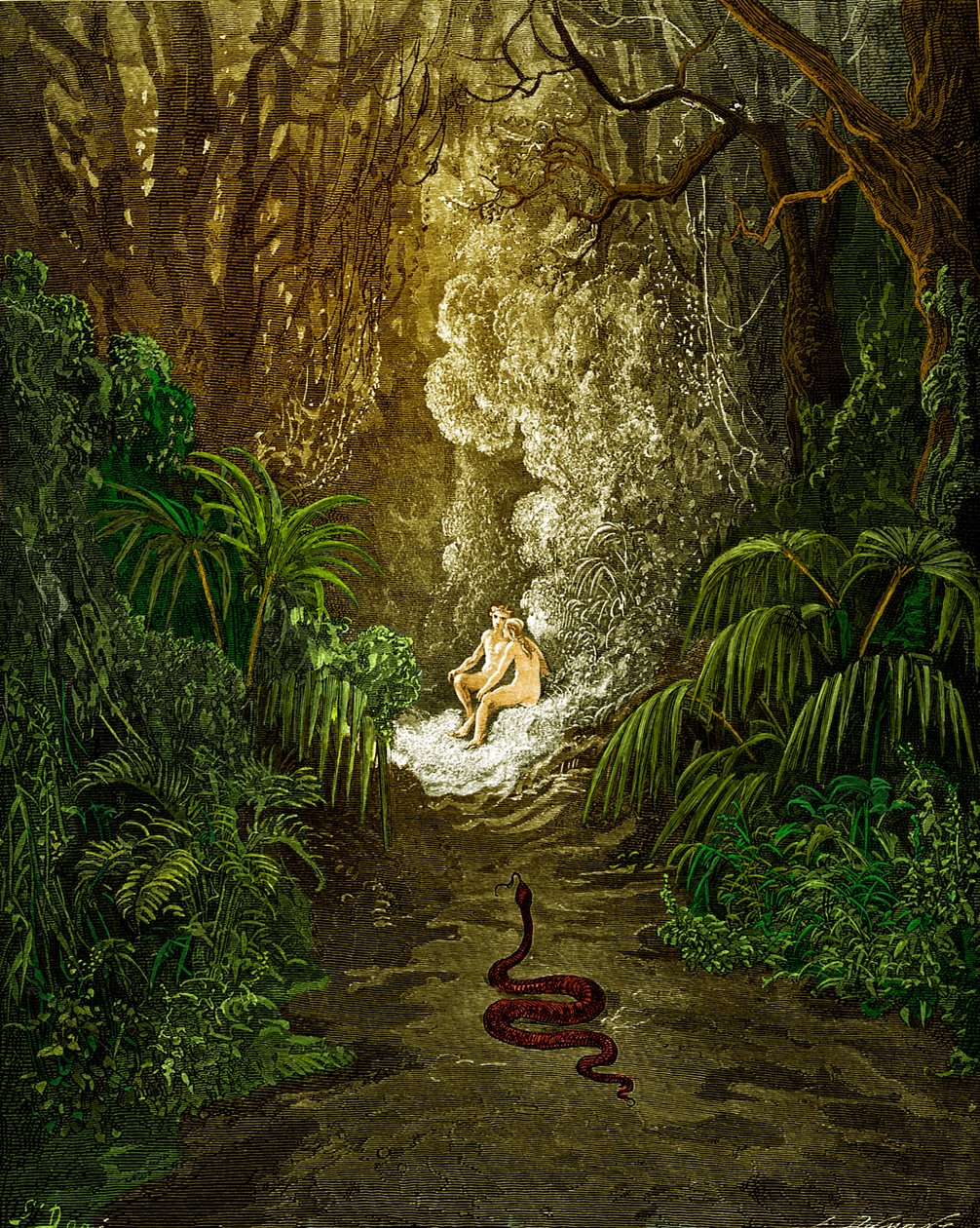 Ztracený ráj, Milton: Had se blíží. od Gustave Dore