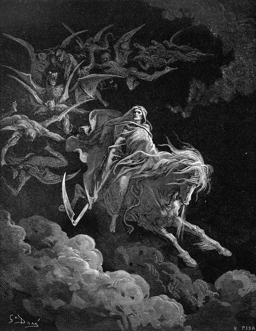 Zjevení: Vize smrti, Gustave Doré. - Bible od Gustave Dore