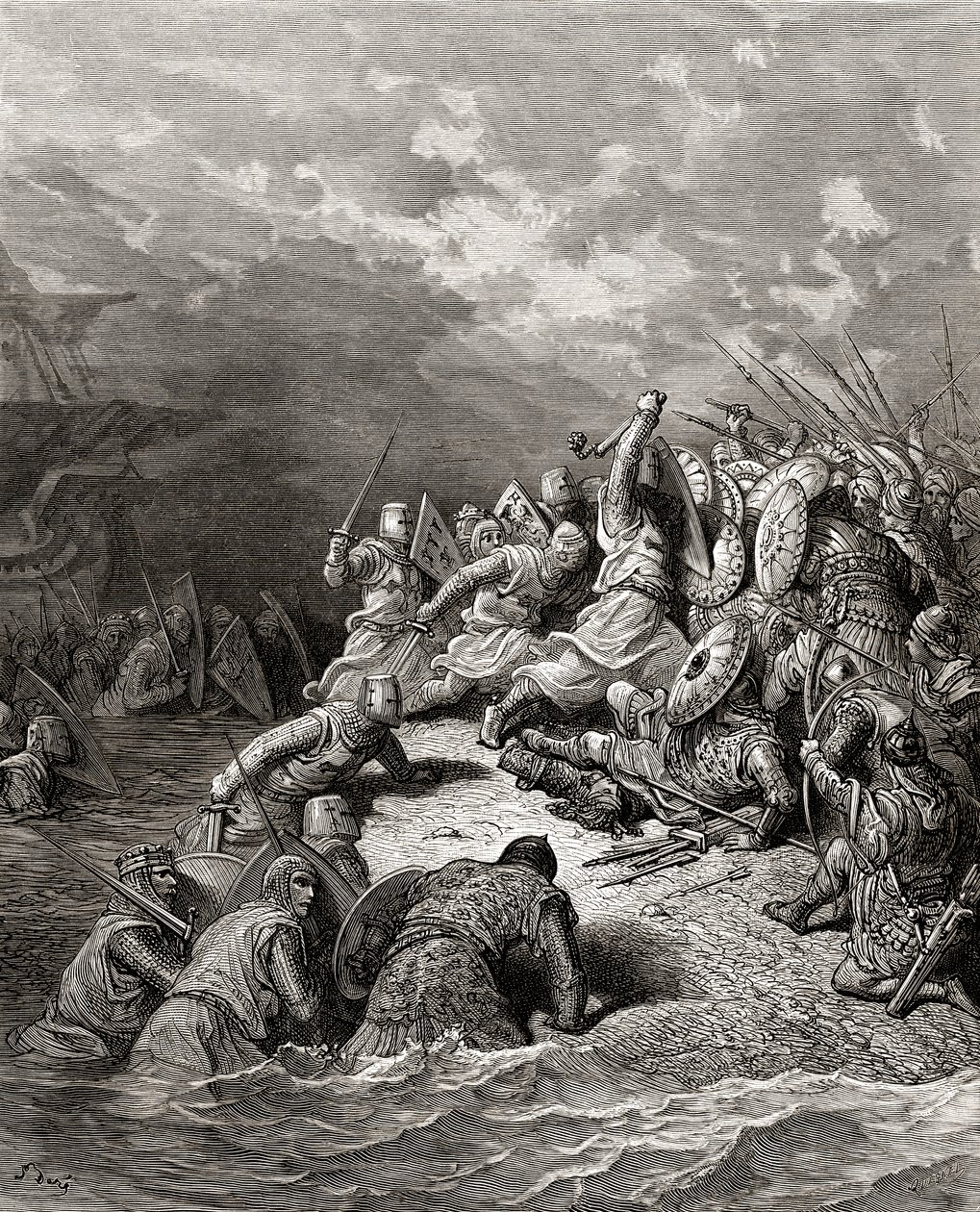 Richard I. (1157-99) Lví srdce přinášející Jaffu, ilustrace z 