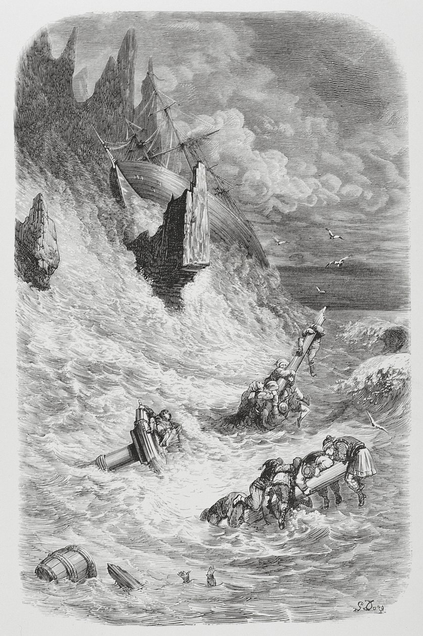 Ztroskotání Sindibádovy lodi, cca 1868 od Gustave Dore