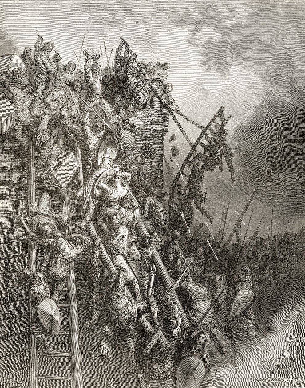 Armáda kněze Volkmara a hraběte Emocia útočí na Merseburg, ilustrace z 