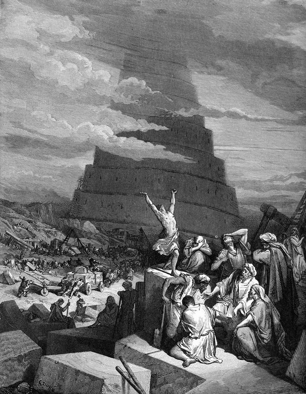 Zmatek jazyků (Babylonská věž). - Bible od Gustave Dore